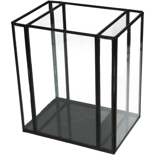 Κηροπήγιο Μεταλλικό/Γυάλινο Μαύρο/Διάφανο 18x13x21