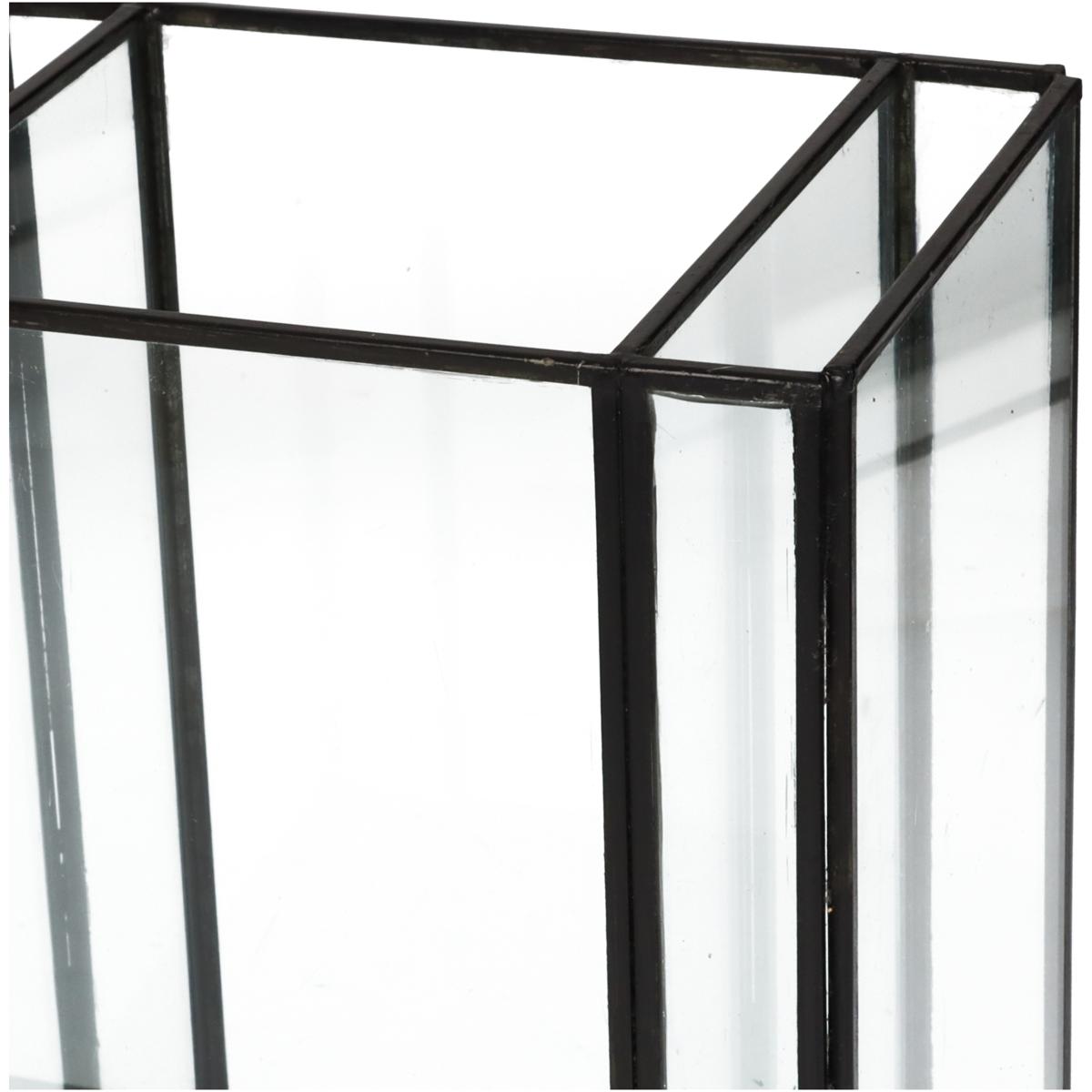 Κηροπήγιο Μεταλλικό/Γυάλινο Μαύρο/Διάφανο 18x13x21