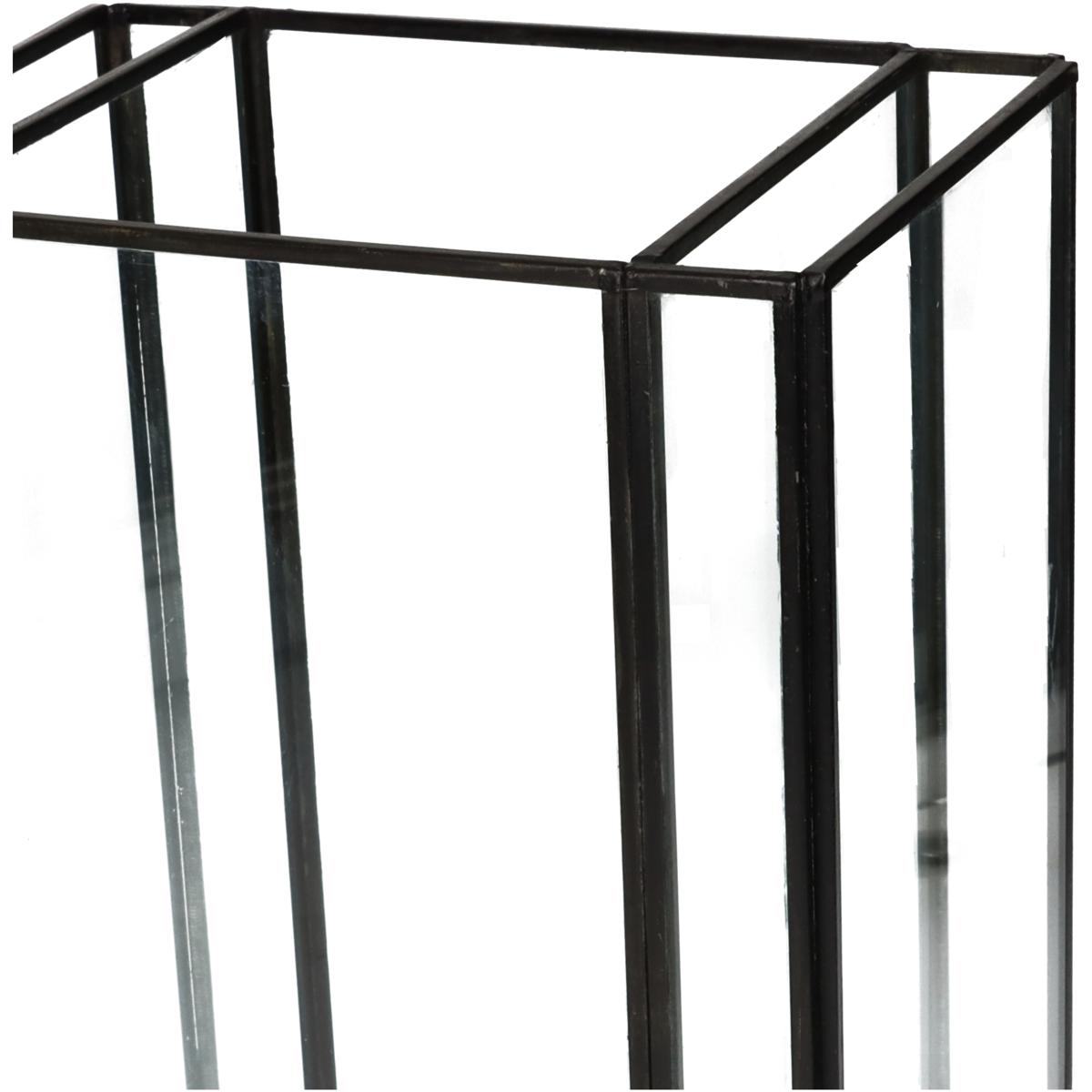 Κηροπήγιο Μεταλλικό/Γυάλινο Μαύρο/Διάφανο 18x13x26