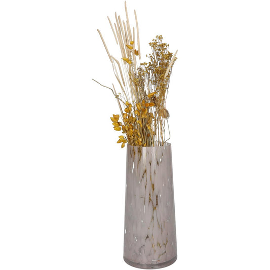 Βάζο Γυάλινο Ροζ/Διάφανο 12x12x25