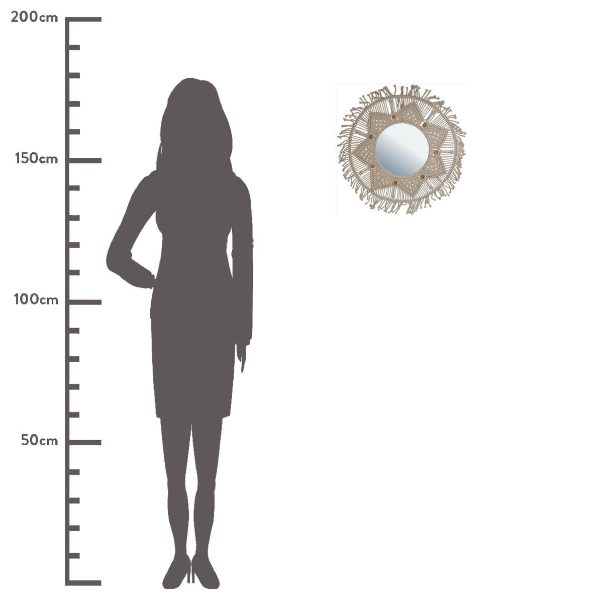 Καθρέπτης Μακραμέ Φυσικό Βαμβακερό 48x2x48