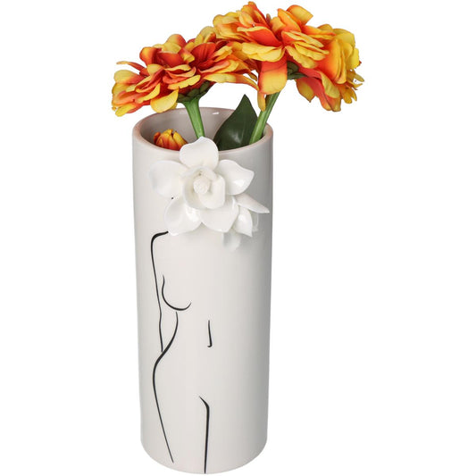 Βάζο 'Γυναικείο Σώμα' Πορσελάνινο Εκρού/Μαύρο 12x11x24