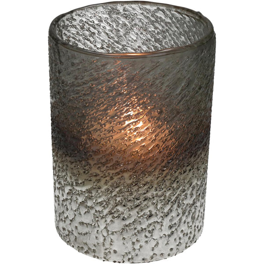 Κηροπήγιο Γυάλινο Ασημί/Γκρι 12x12x17