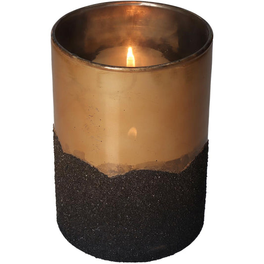 Κηροπήγιο Γυάλινο Χρυσό/Μαύρο 12x12x17