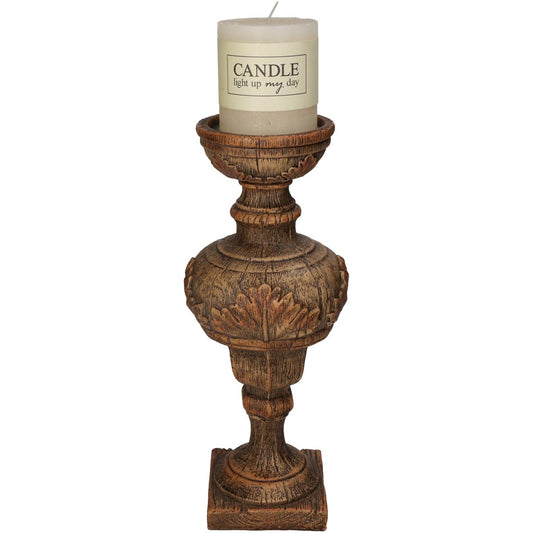 Κηροπήγιο Πολυρεσίνης Αντικέ Καφέ 12x12x31