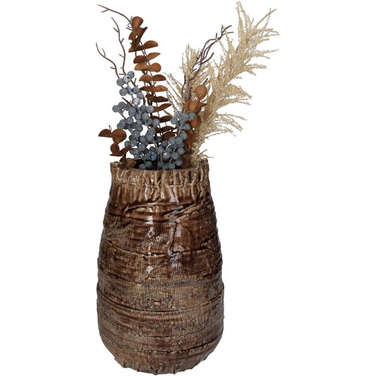 Βάζο Κορμός Ξύλου Καφέ Κεραμικό 19x19x29.5