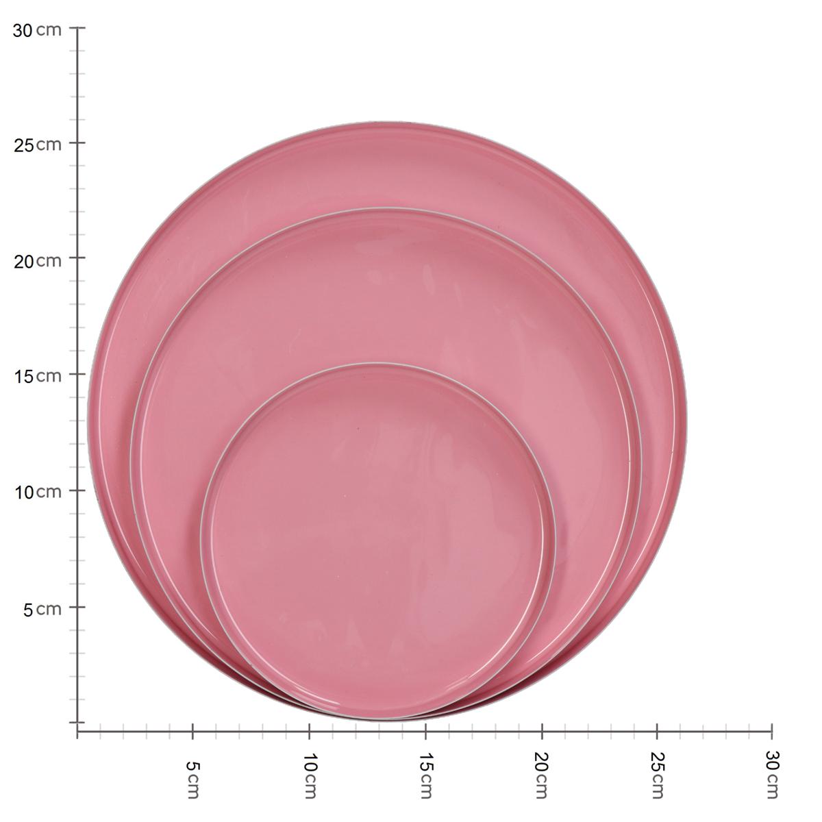 Δίσκος Ροζ Μέταλλο 26x26x2 Σετ 3 Τμχ