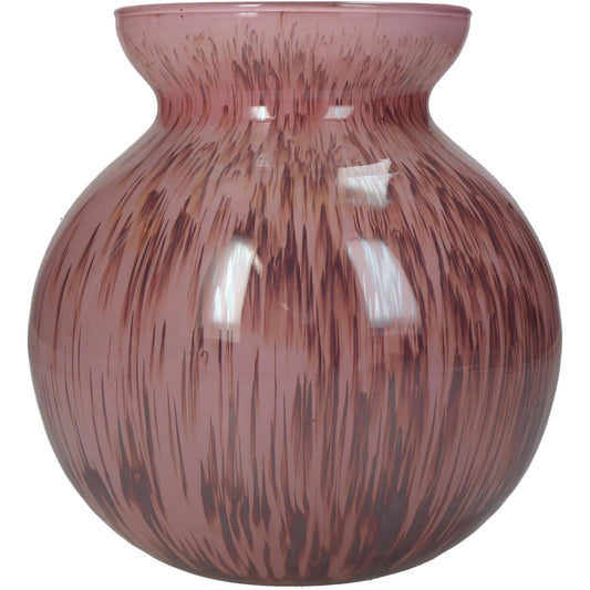 Βάζο Γυάλινο Ροζ/Διάφανο 15x15x16