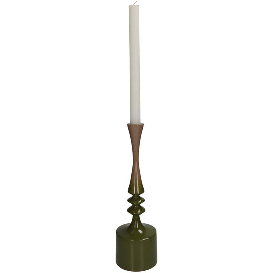 Κηροπήγιο Αλουμινένιο Καφέ/Πράσινο 10x10x33