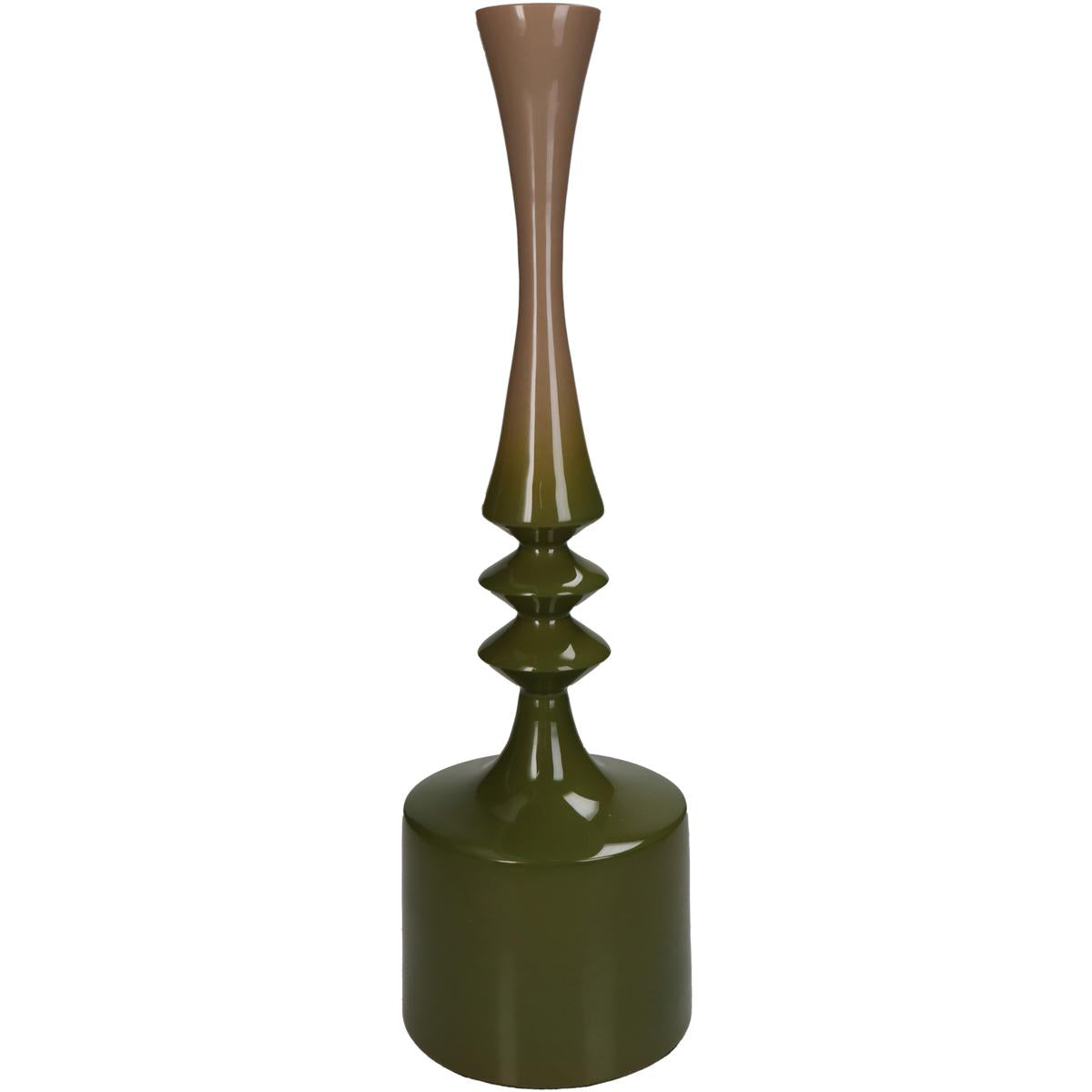 Κηροπήγιο Αλουμινένιο Καφέ/Πράσινο 10x10x33