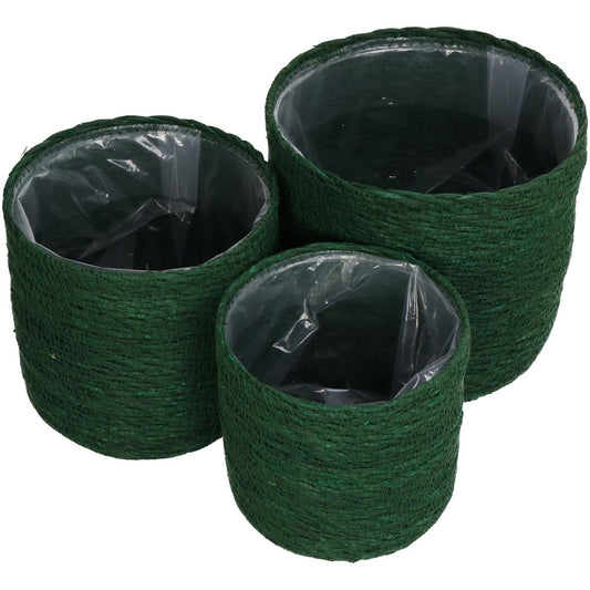 Καλάθι Πράσινο Seagrass 20x20x18 Σετ 3 Τμχ