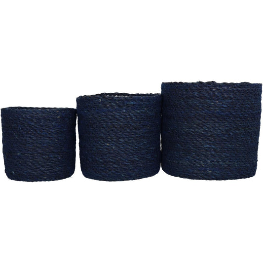 Καλάθι Μπλε Seagrass 20x20x18 Σετ 3 Τμχ