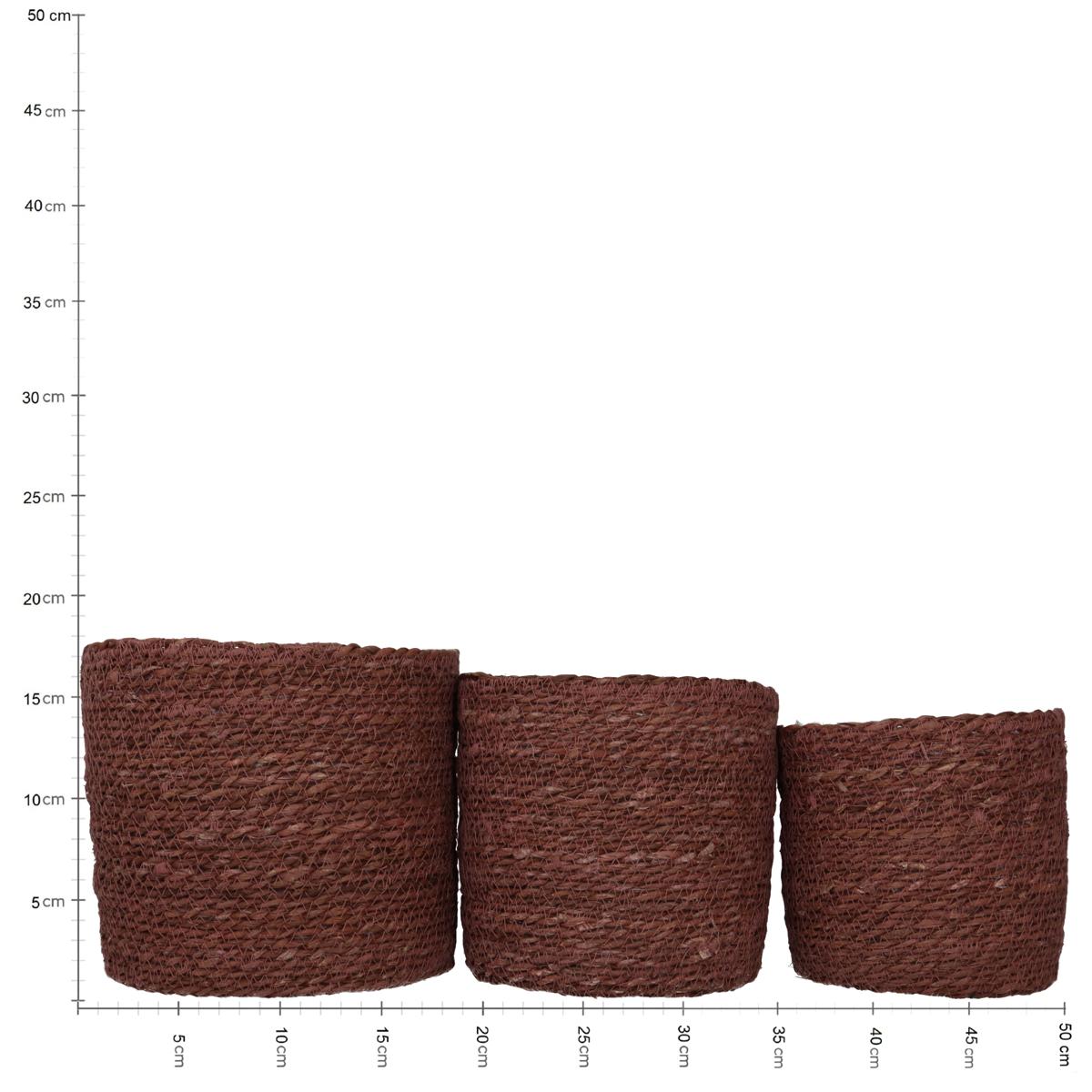 Καλάθι Almond Seagrass 20x20x18 Σετ 3 Τμχ