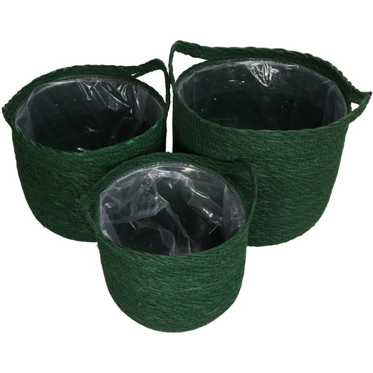 Καλάθι Πράσινο Seagrass 25x25x24 Σετ 3 Τμχ