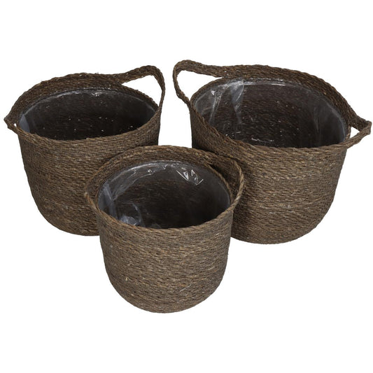 Καλάθι Καφέ Seagrass 25x25x24 Σετ 3 Τμχ