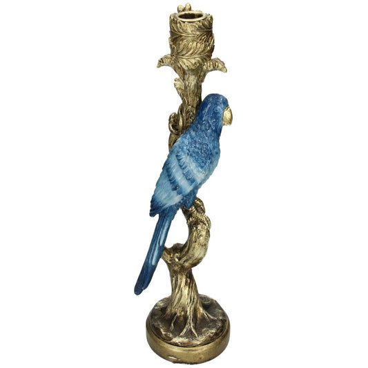 Κηροπήγιο 'Παπαγάλος' Πολυρεσίνης Χρυσό/Μπλε 10x9x26