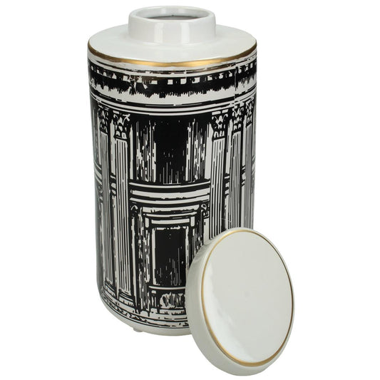 Βάζο με Οίκισμα Μαύρο Κεραμικό 16x16x23