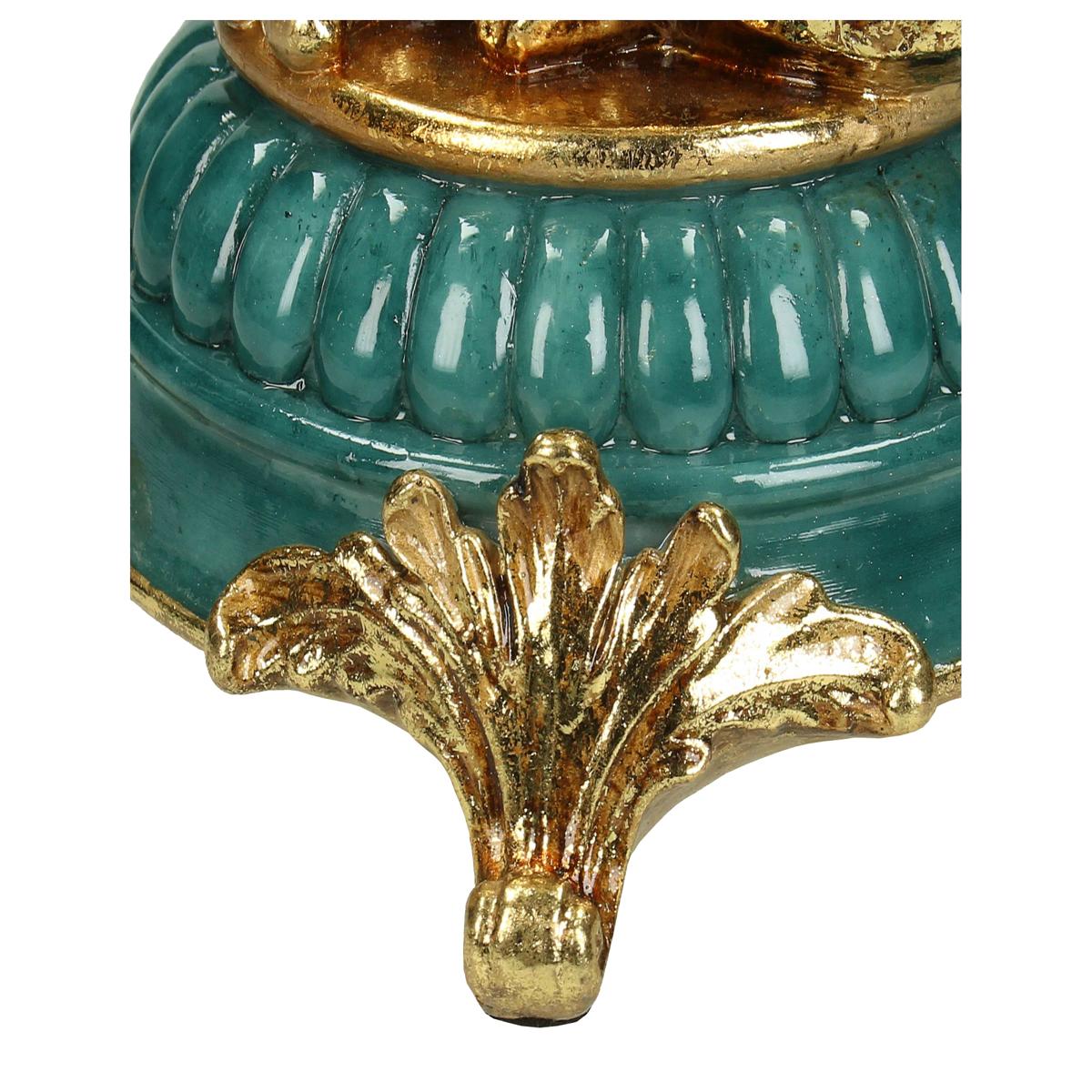 Κηροπήγιο 'Λεοπάρδαλη' Πολυρεσίνης Χρυσό/Πράσινο 12x12x34