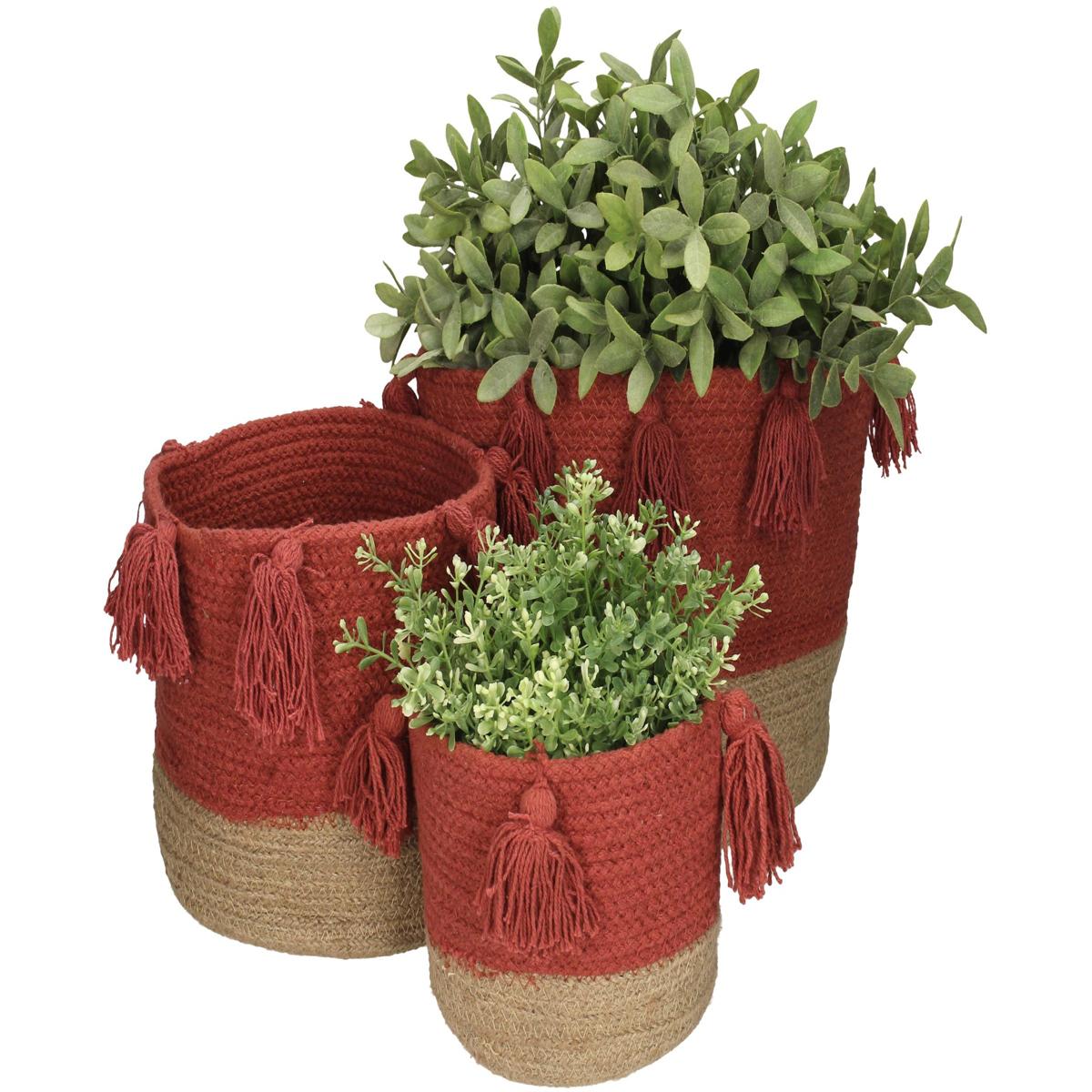 Καλάθι Κοραλί Βαμβακερό 25x25x25 Σετ 3 Τμχ