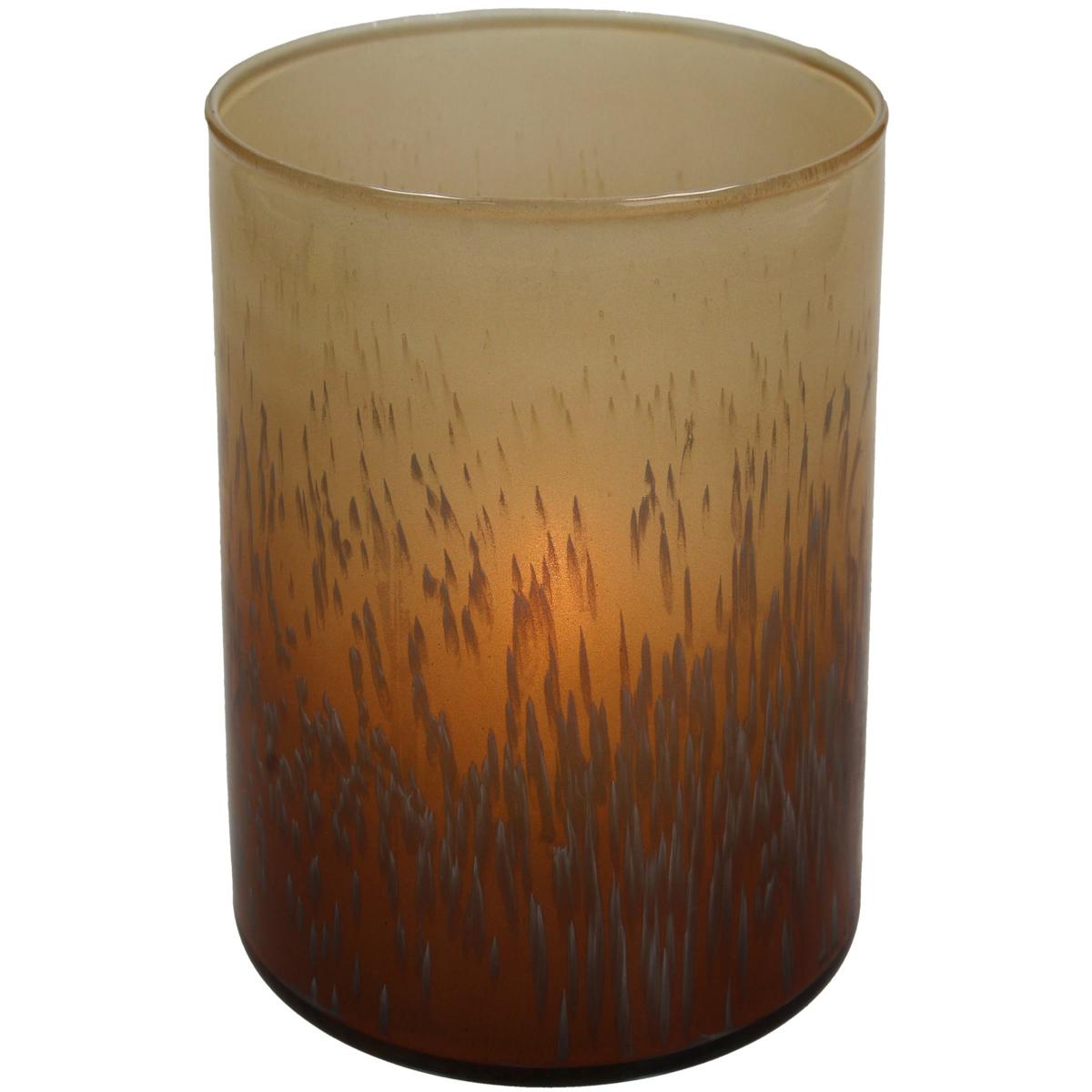 Κηροπήγιο Γυάλινο Πορτοκαλί/Λευκό 10x10x11