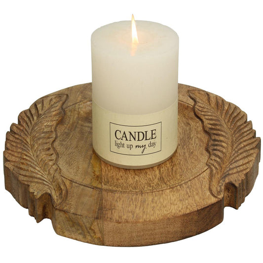 Δίσκος 'Φύλλα' Στρογγυλός Ξύλινος Καφέ 30x30x3