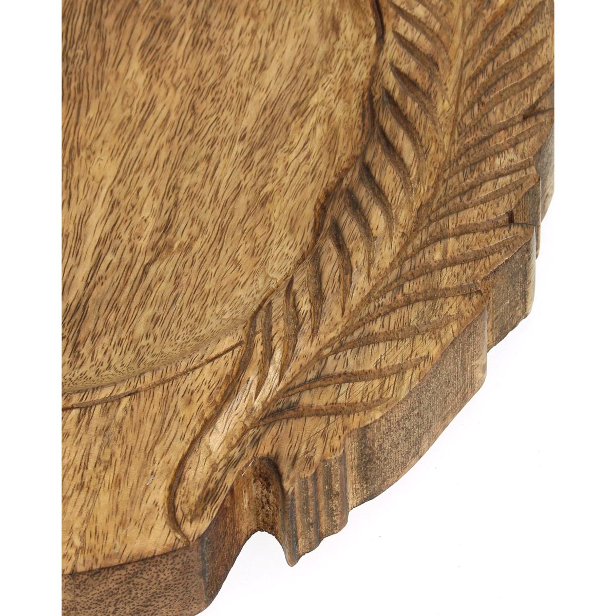 Δίσκος 'Φύλλα' Στρογγυλός Ξύλινος Καφέ 30x30x3