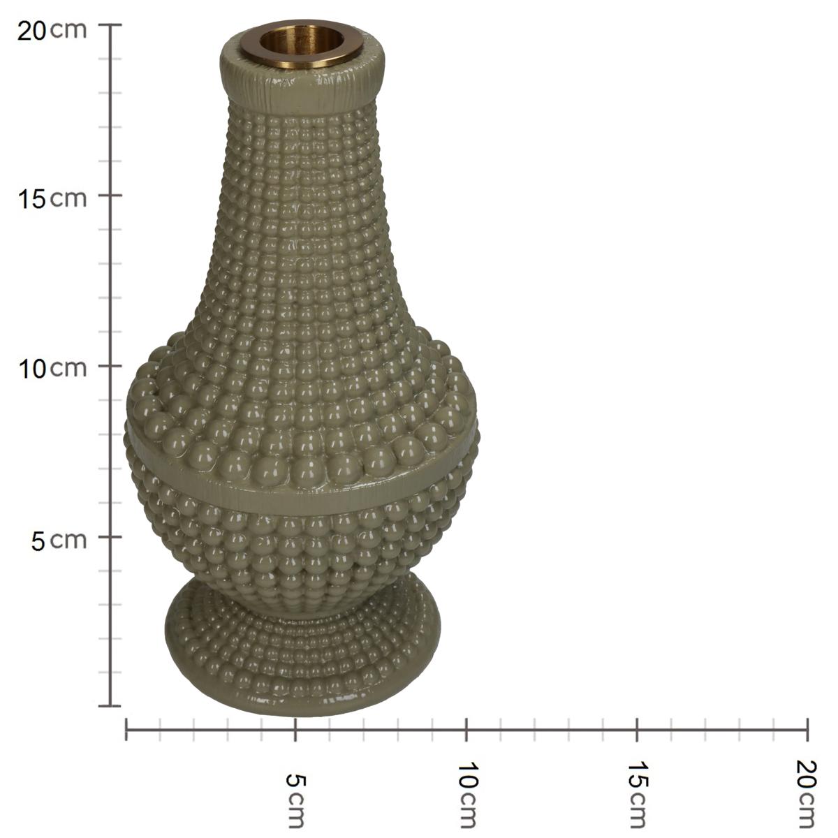 Κηροπήγιο Πολυρεσίνης/Μεταλλικό Πράσινο/Χρυσό 11x11x19