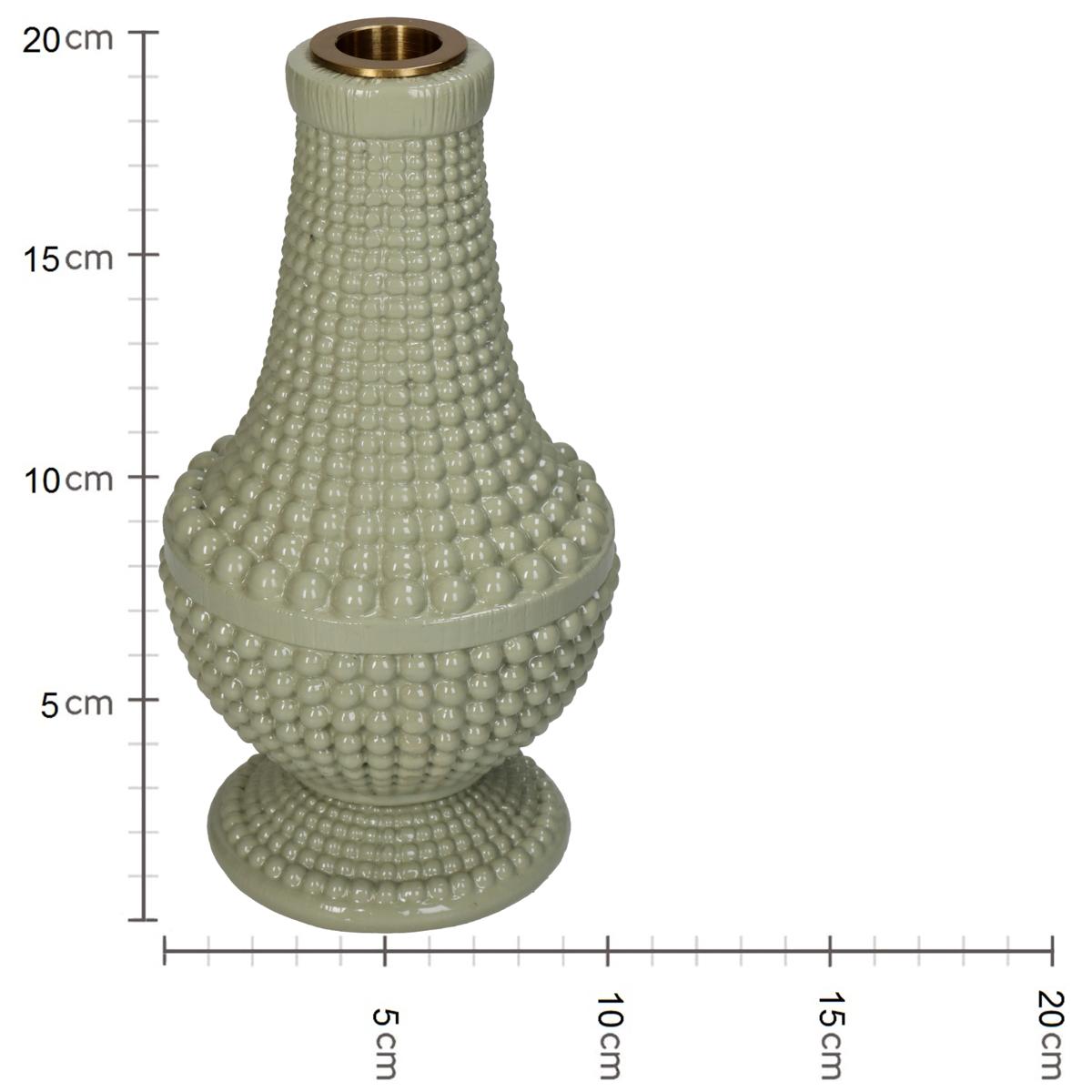 Κηροπήγιο Πολυρεσίνης/Μεταλλικό Μπεζ/Χρυσό 11x11x19