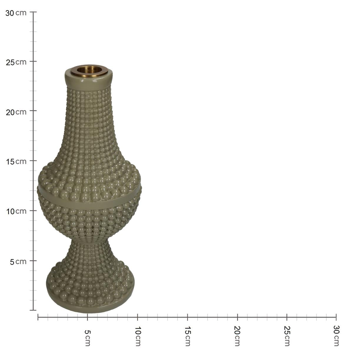 Κηροπήγιο Πολυρεσίνης/Μεταλλικό Πράσινο/Χρυσό 10x10x23