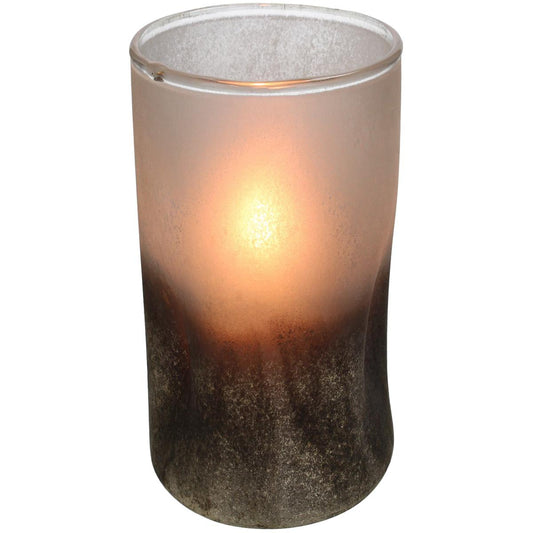 Κηροπήγιο Γυάλινο Λευκό/Καφέ 12x12x15