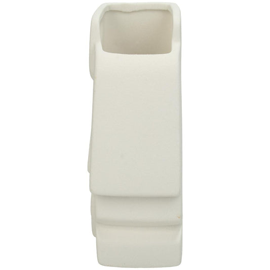 Βάζο 'Πρόσωπα' Κεραμικό Λευκό 14x9x15