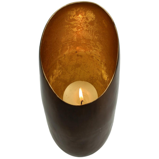 Κηροπήγιο Αλουμινένιο Αντικέ Μπρονζέ 14x14x20