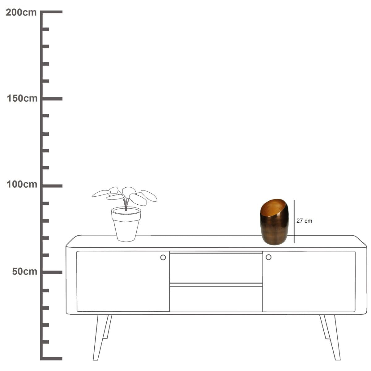 Κηροπήγιο Αλουμινένιο Αντικέ Μπρονζέ 17x17x27