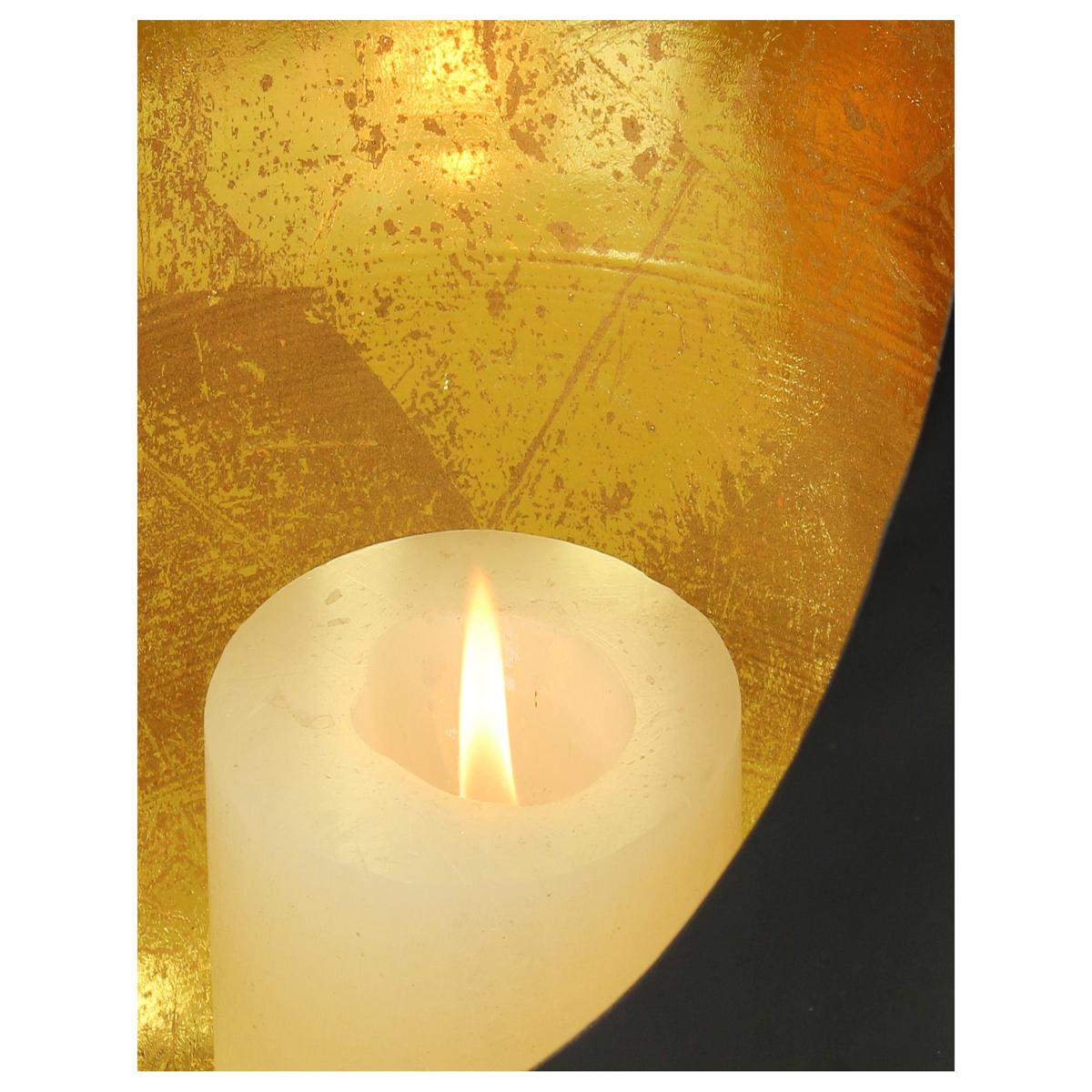 Κηροπήγιο Μεταλλικό Αντικέ Μαύρο/Χρυσό 17x17x27