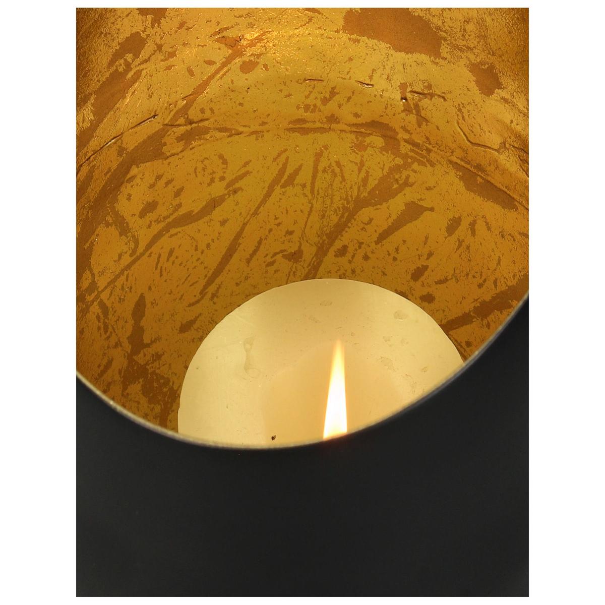 Κηροπήγιο Αλουμινένιο Μαύρο/Χρυσό 14x14x20