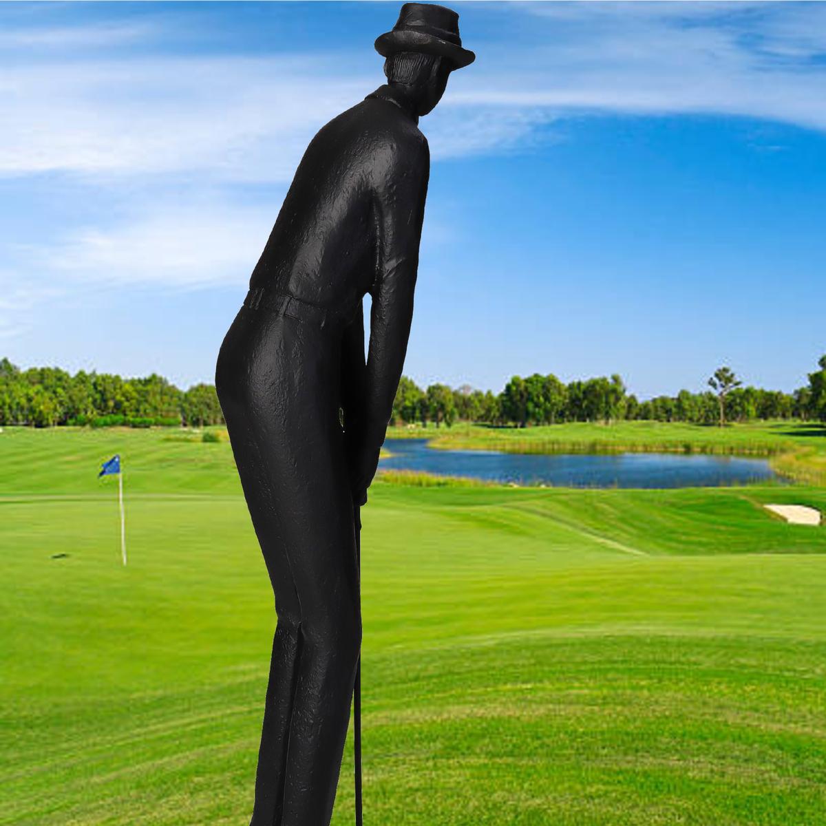 Επιτραπέζιο Διακοσμητικό 'Γκολφέρ' Πολυρεσίνης Μαύρο 10x9x38