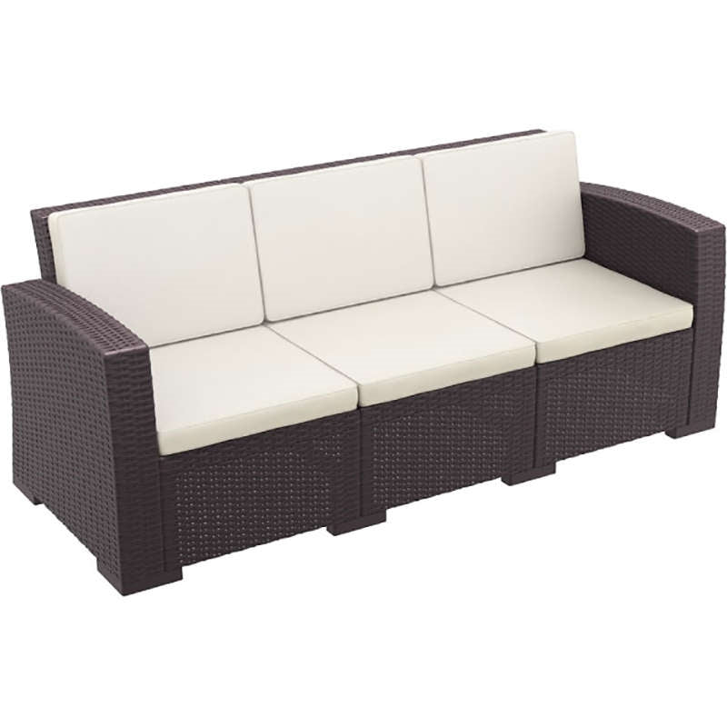 MONACO BROWN 3ΘΕΣΙΟΣ ΚΑΝΑΠΕΣ ΜΕ ΜΑΞ. ΠΟΛ/ΝΙΟΥ 198x79x79
