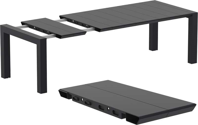 VEGAS BLACK ΕΠΕΚΤ. ΤΡΑΠΕΖΙ ΠΟΛ/ΝΙΟΥ 100x180/220x75