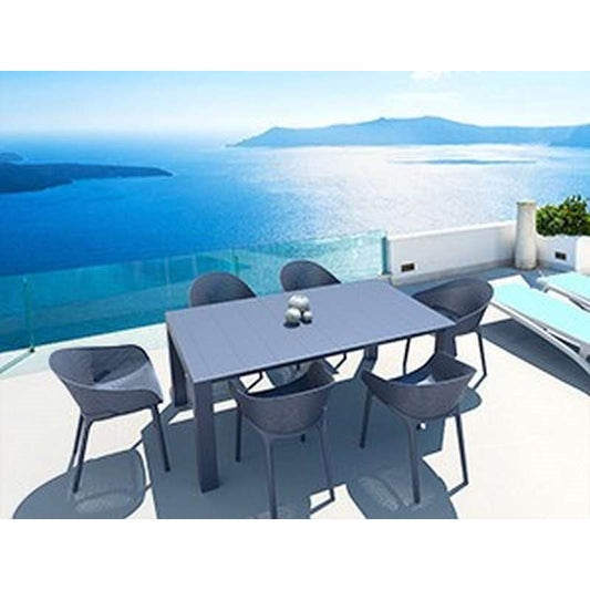 VEGAS DARK GREY ΕΠΕΚΤ. ΤΡΑΠΕΖΙ ΠΟΛ/ΝΙΟΥ 100x180/220x75