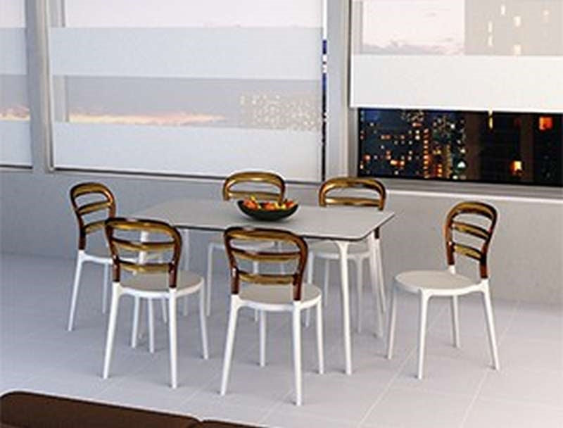 BIBI WHITE/AMBER TRANSP. CHAIR 42x50x85