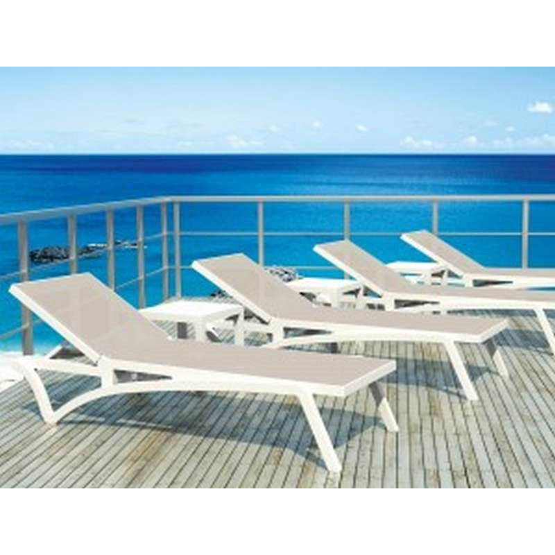 PACIFIC ΞΑΠΛΩΣΤΡΑ WHITE/TAUPE ΠΟΛ/ΝΙΟΥ 193x68x35