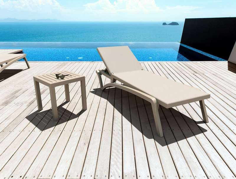 OCEAN TAUPE POLYRATTAN TABLE 45x45x45