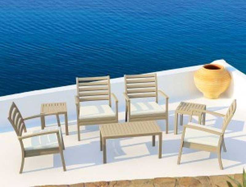 OCEAN TAUPE POLYURETHANE TABLE 90x45x45
