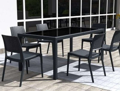TAHITI DARK GREY ΤΡΑΠΕΖΙ ΜΕ ΤΖΑΜΙ ΠΟΛ/ΝΙΟΥ 180x94x75