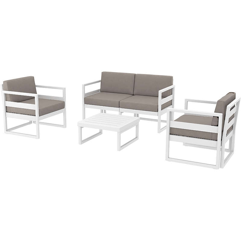 MYKONOS SET 2ΘΕΣ. WHITE/ΜΑΞ. LIGHT BROWN