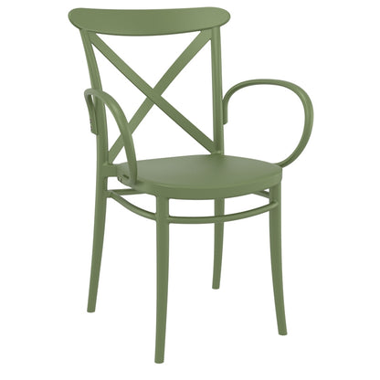 CROSS XL OLIVE GREEN PLASTIC ARMCHAIR 57x51x87