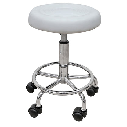 BAR70 WHITE PU STOOL WITH PNEUMATIC LIFT AND CASTERS 36x41x59