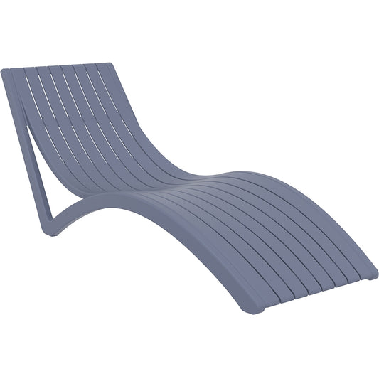 SLIM SUNBED DARK GREY POLYWOOD 72x180x70
