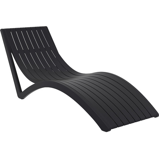 SLIM LOUNGER BLACK POLYESTER 72x180x70