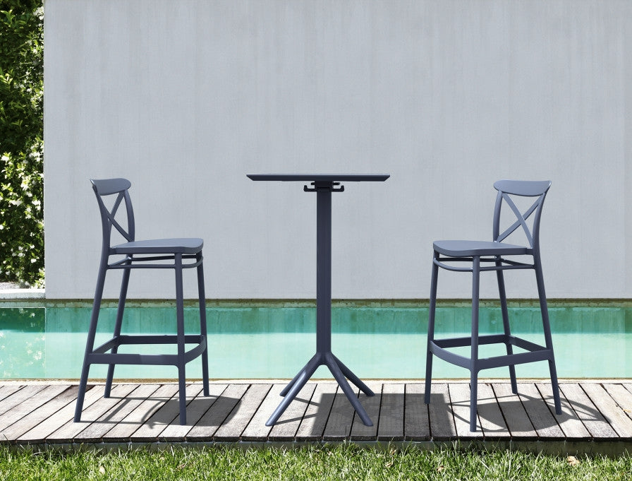 CROSS BAR STOOL DARK GREY POLYPROPYLENE 45x52x106